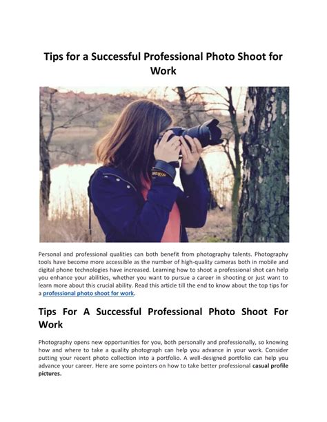 Tips for a Successful Shoot