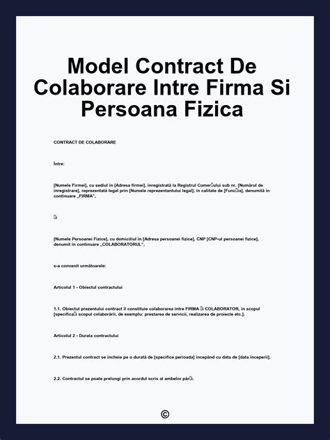 Tipuri de Contracte de Colaborare