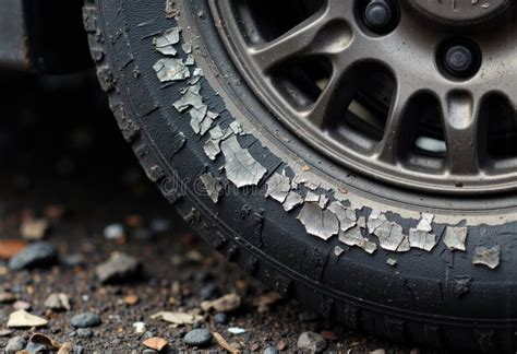 Tire damage close up