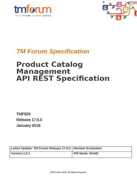Tmf620 Product Catalog Management Specification