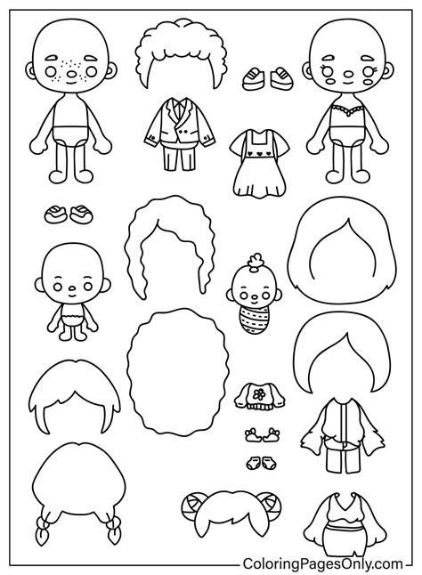 Toca Boca Paper Doll Coloring Pages