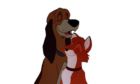 Tod and Copper hugging