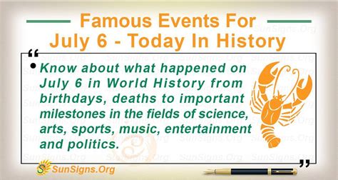 Today In History July 6 Msn