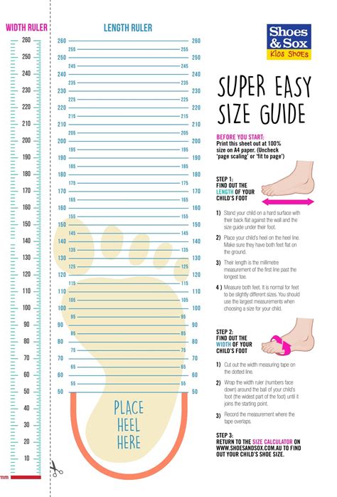 Toddler Shoe Size Chart Printable