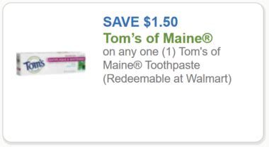 Tom's of Maine Toothpaste Coupon