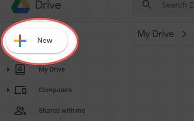 Tombol New Di Google Drive