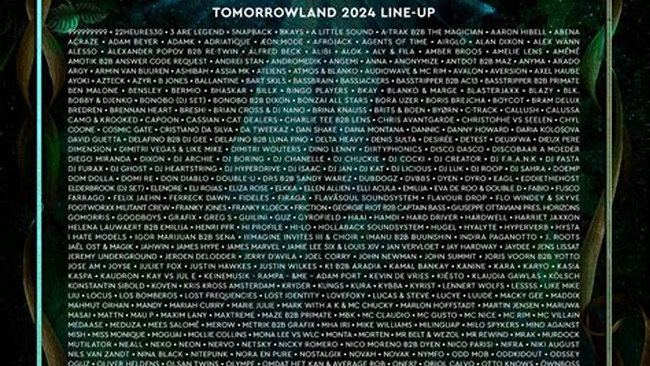 Tomorrowland 2024 Weekend 1 Line Up