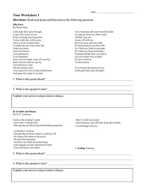 Tone Worksheet 1
