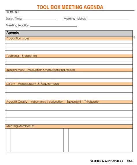 Toolbox Meeting Minutes Template