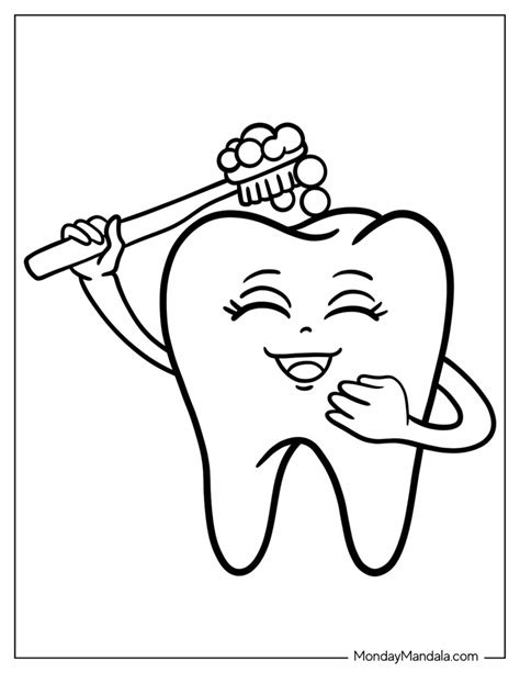 Tooth Brushing Coloring Pages