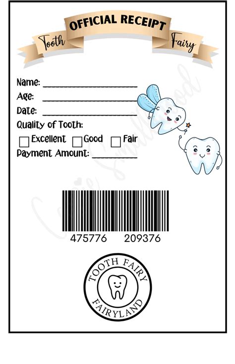 Tooth Fairy Receipt Printable