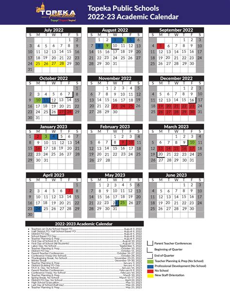 Topeka 501 Calendar