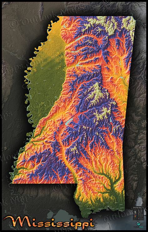 Topographic Map Of Mississippi