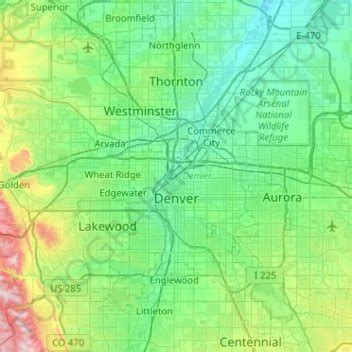 Denver Topographic Map Natural Color Top View Digital Art by Frank