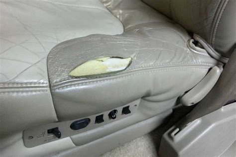 Torn Leather Car Seat