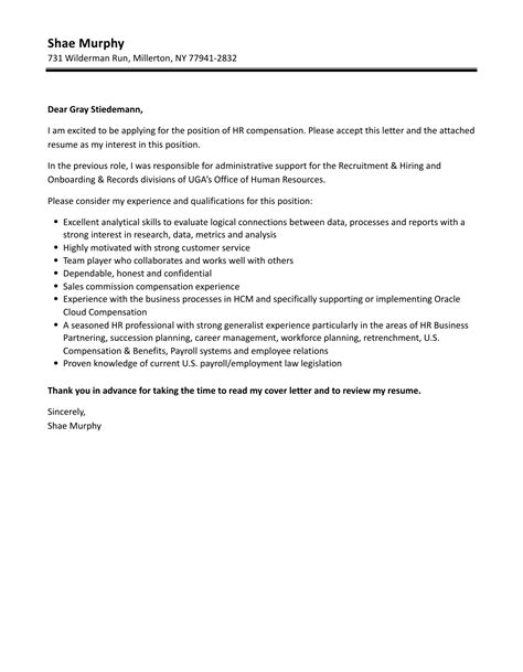 Total Compensation Statement Cover Letter