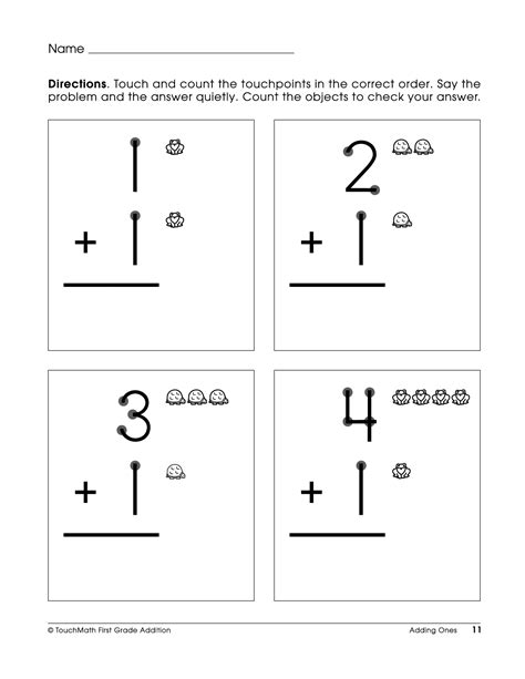 Touch Math Addition Worksheets or Free Math Worksheets for 1st Grade
