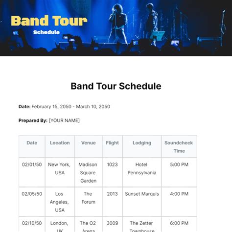 Tour Duration and Schedule
