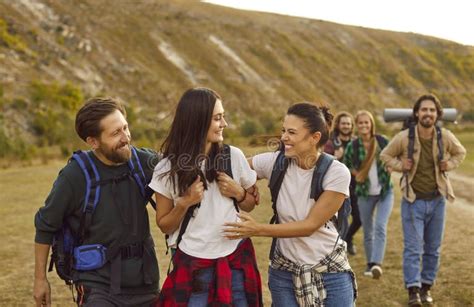 Happy tour group laughing