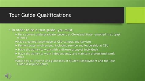 Tour Guide Qualifications