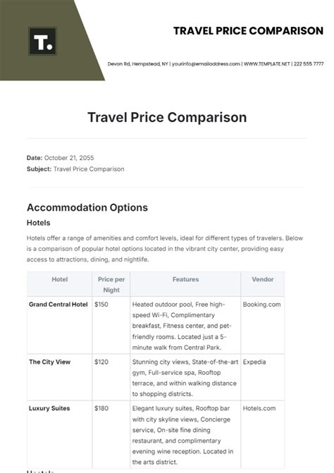 Tour Price Comparison