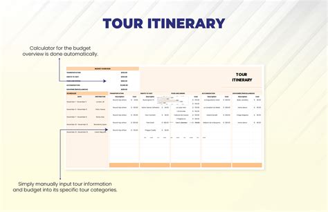 Tour itinerary template