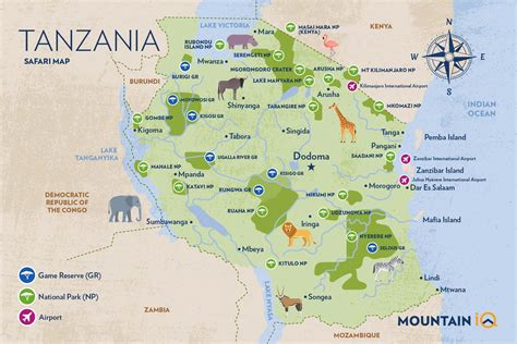 Detailed tourist illustrated map of Tanzania Tanzania Africa