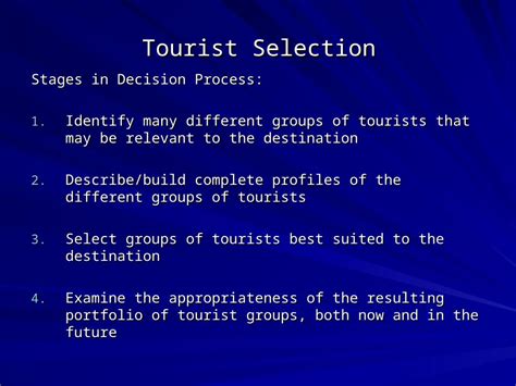 Tourist Selection