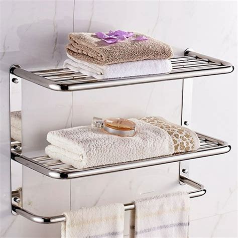 VidricShelves Golden Brass Material Wall Mounted Bath Shelf Towel Rack Holder With Towel Bar