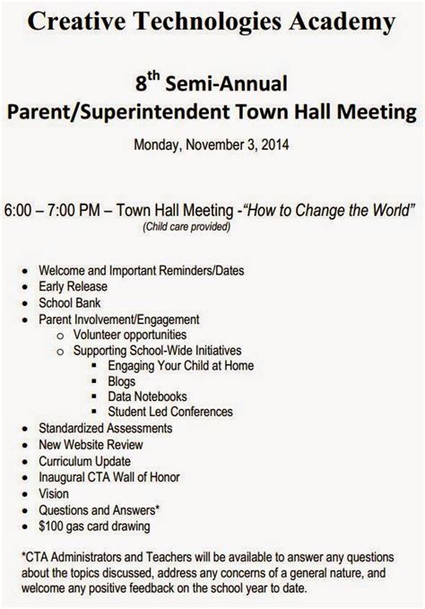 Town Hall Meeting Agenda Template