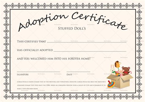 Toy Adoption Certificate Template Great Sample Templates