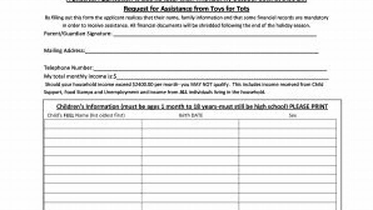 Toy For Tots Request Application 2024