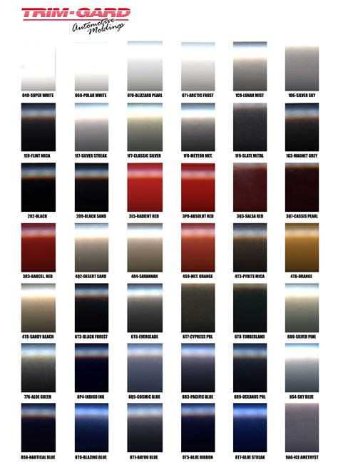 Toyota Color Chart