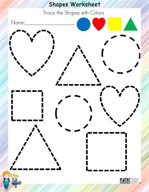 Trace And Colour The Shapes Worksheet