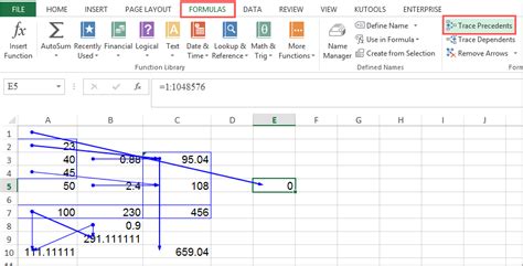Trace Dependents in Excel