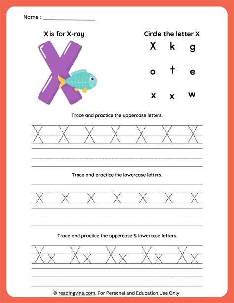 Trace Letter X Worksheet