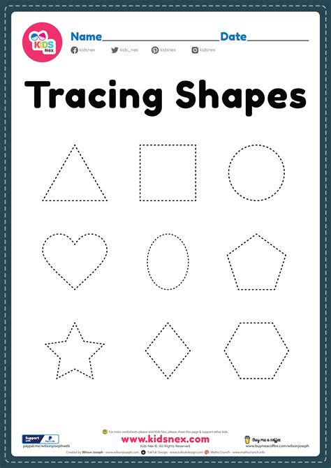 Trace Shapes Worksheets Free
