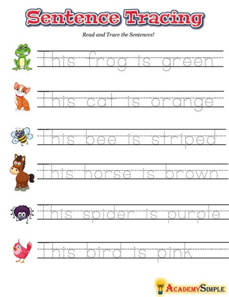 Trace The Sentence Worksheets