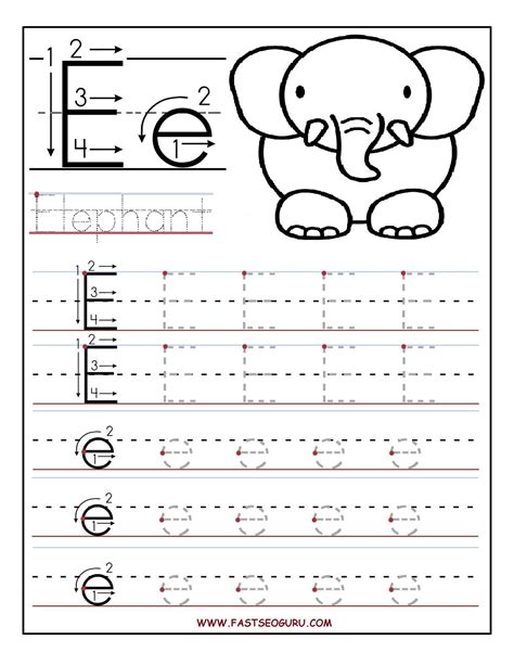 Tracing Letter E Worksheets