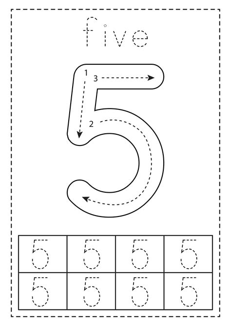 Tracing Number 5 Worksheet