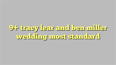 Tracy Lear And Ben Miller Wedding
