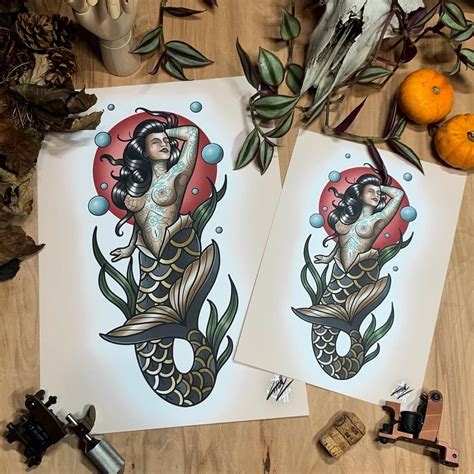 Trad Mermaid Tattoo