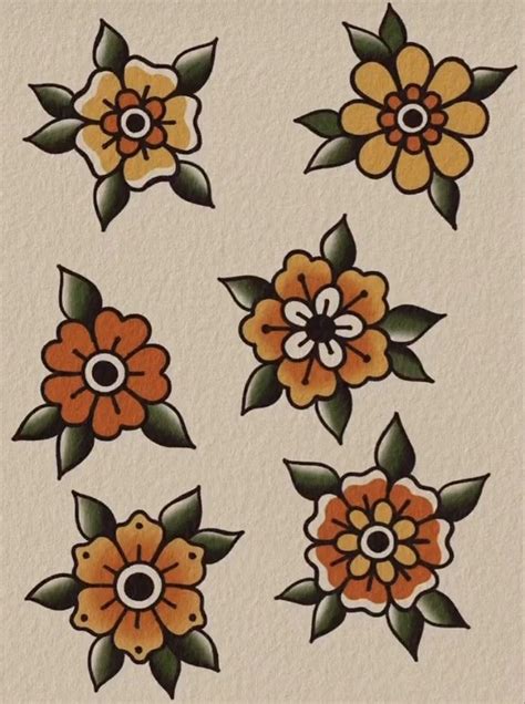 Trad Tattoo Flowers