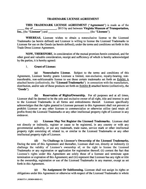 Trademark License Agreement Template