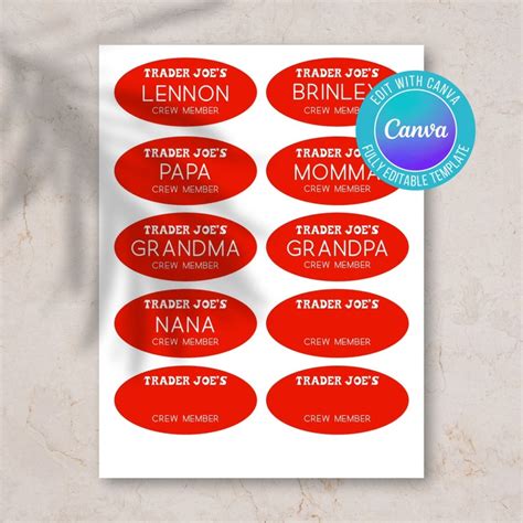 Trader Joes Name Tag Template