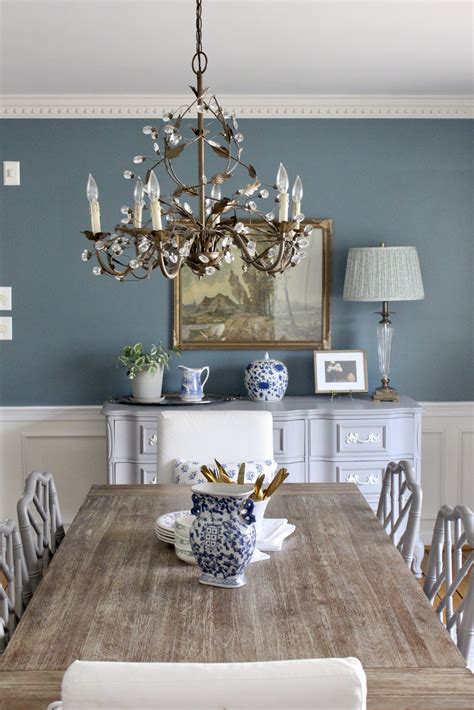 Traditional Blue Grey Dining Room