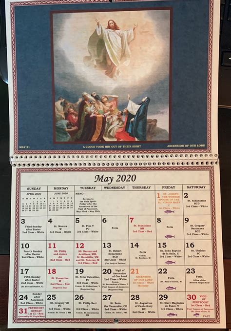 Traditional Catholic Calendar