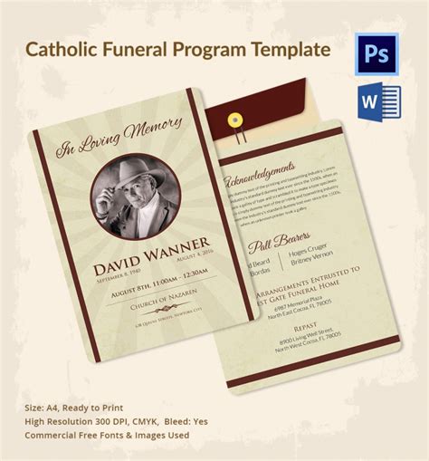 Traditional Catholic Funeral Program Template