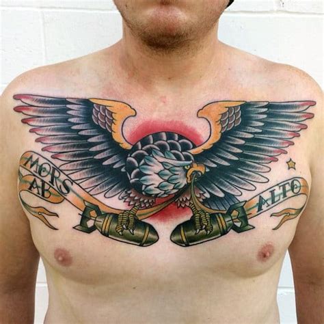 Traditional Eagle Chest Tattoo
