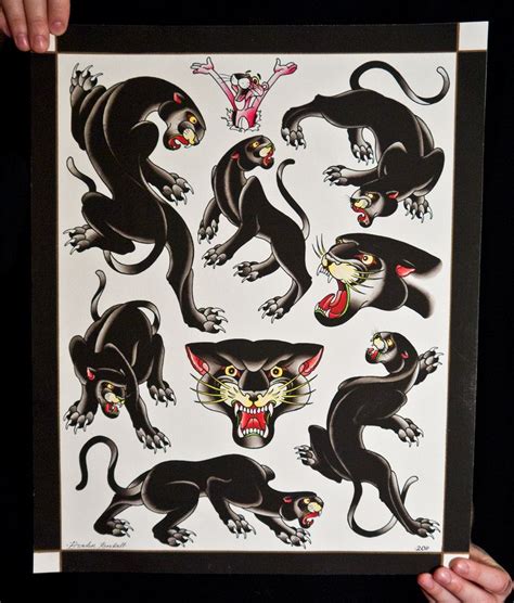 Traditional Panther Tattoo Flash